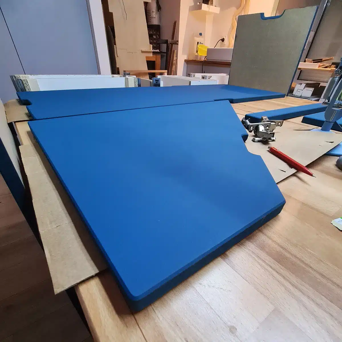 Panneaux de porte peint bleu electrique