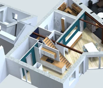 Vue 3d maison renovation conception espace interieur