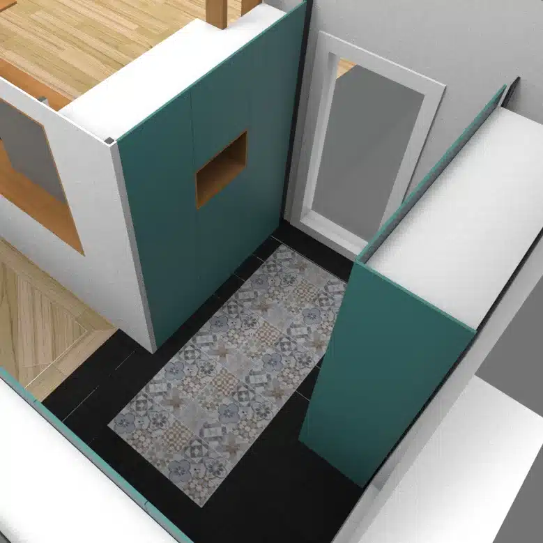 Ensemble placard vue 3D renovation d'une entree de maison
