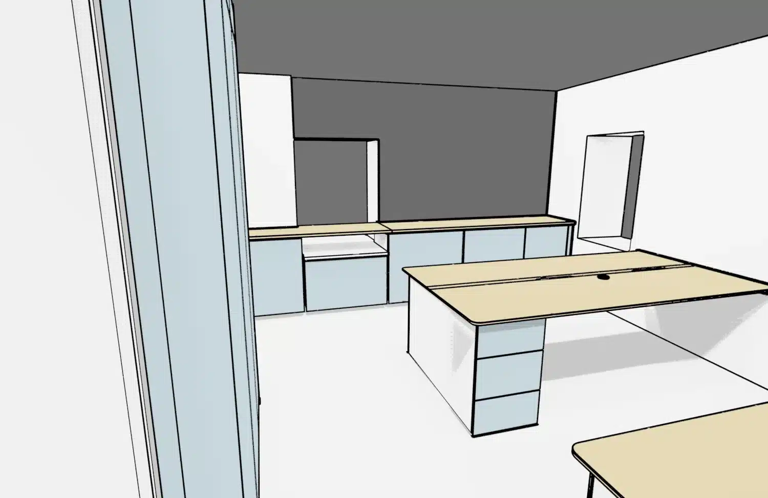 Intension design bureau rénovation bureau avec meuble sur mesure