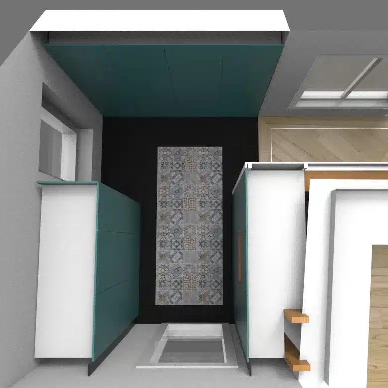 Rendu vue du dessus amenagement renovation d'une entree de maison